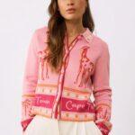 Smith & Soul: Ausgefallene Strickjacke in pink rose 0326-0350