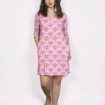 MARIVIE: Kleid "HAPPY" in palms rosé und palms olive