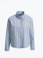 Smith & Soul: Tolle Bluse in light blue mit braunen Streifen 0926-1001