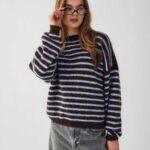 NOELLA: Coooler Strickpulli "MAFALDA" in blau-braun